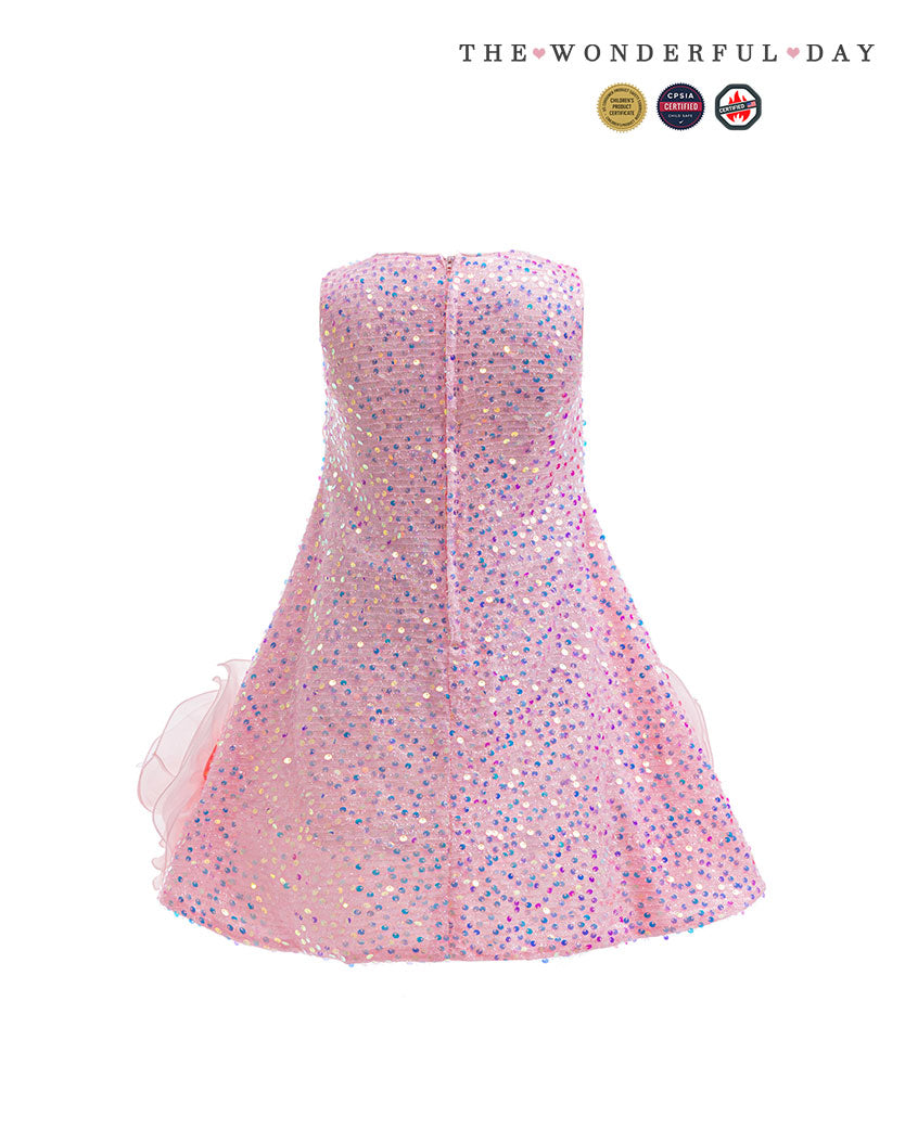 Luxury Sleeveless Sequin 3D Rose Organza Mini Dress