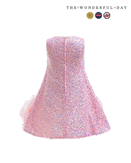 Luxury Sleeveless Sequin 3D Rose Organza Mini Dress