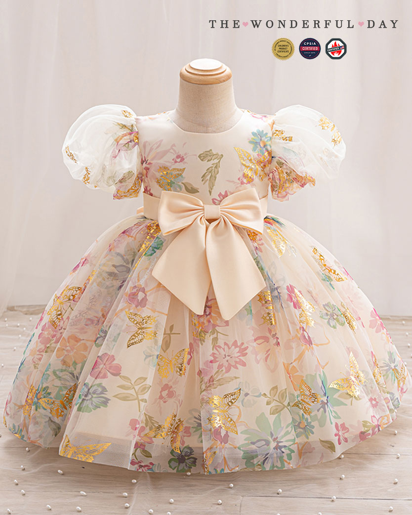 Summer Lightweight Floral Puff Sleeve Party Dress