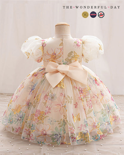 Summer Lightweight Floral Puff Sleeve Party Dress