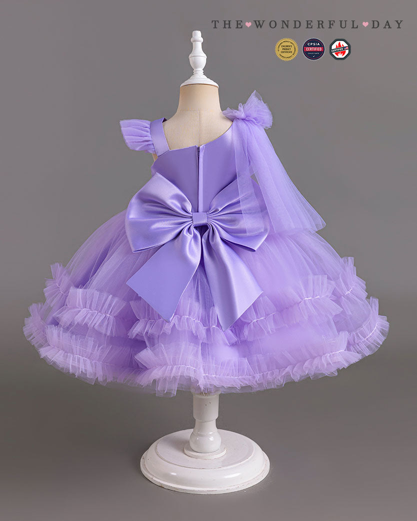 Floral Tulle Asymmetric Strap Party Dress