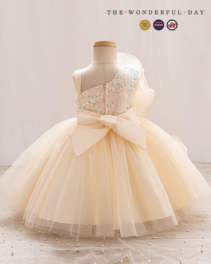Couture One-Shoulder 3D Rose Ruffle Tulle Princess Dress