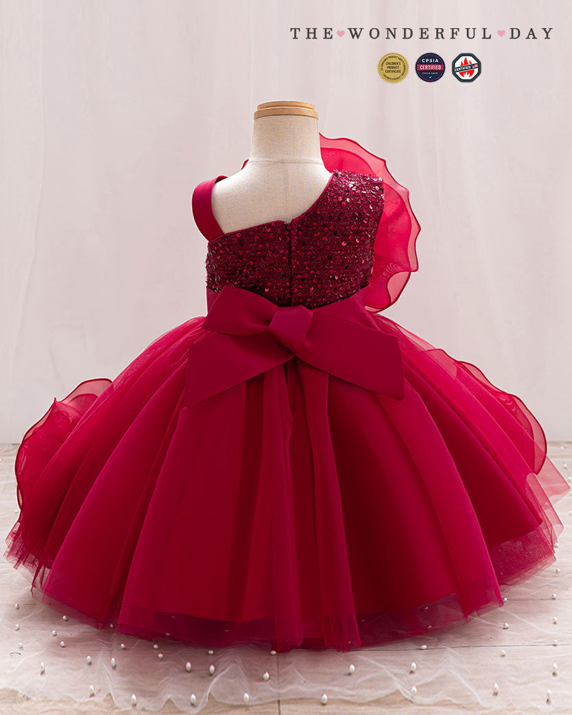 Couture One-Shoulder 3D Rose Ruffle Tulle Princess Dress