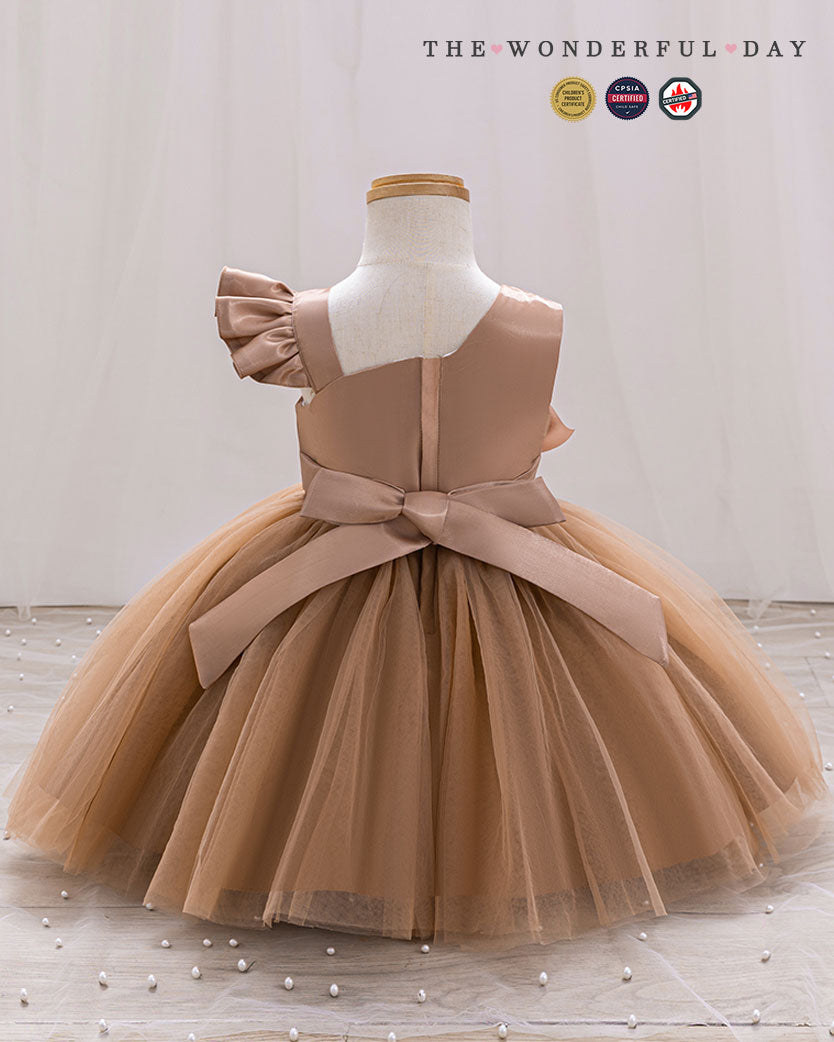 Girls Unique Asymmetric Floral Princess Dress