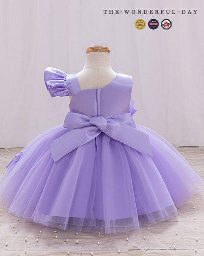 Girls Unique Asymmetric Floral Princess Dress