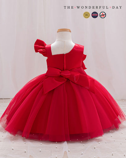 Girls Unique Asymmetric Floral Princess Dress