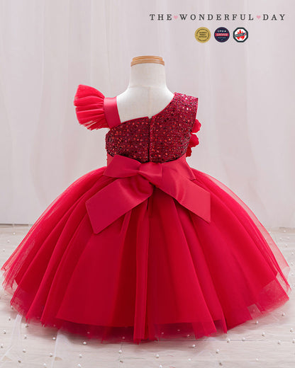 Dreamy Asymmetric Large Floral Tulle Princess Dress
