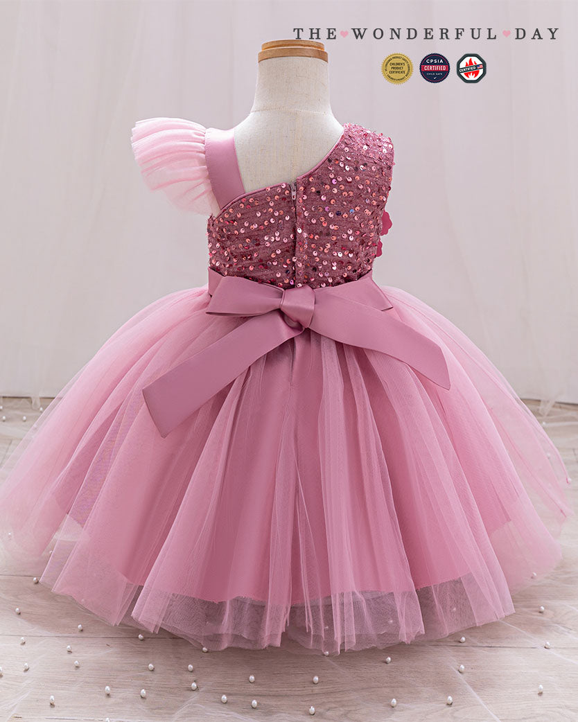 Dreamy Asymmetric Large Floral Tulle Princess Dress