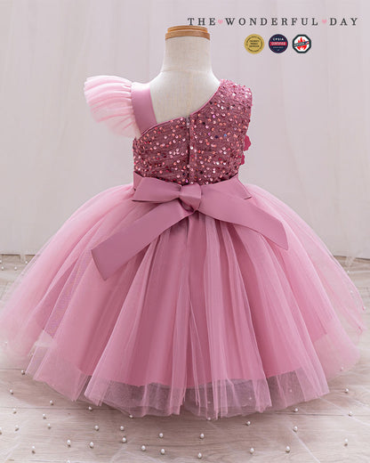 Dreamy Asymmetric Large Floral Tulle Princess Dress