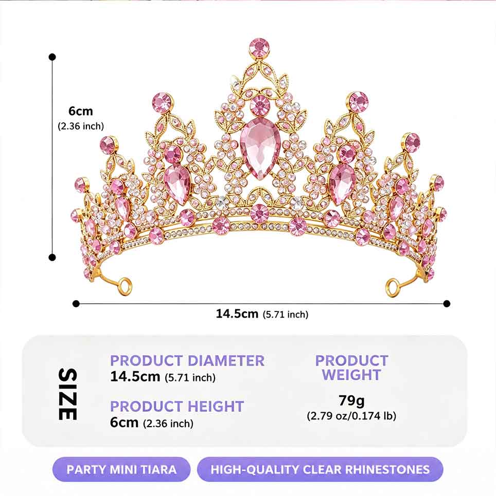 Royal Multicolor Crystal Queen Tiara for Girls